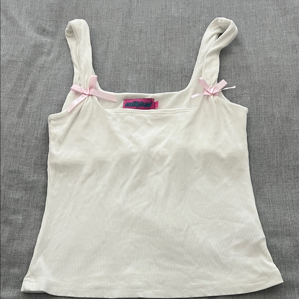 Edikted Cream Tank Top with Pink Accents